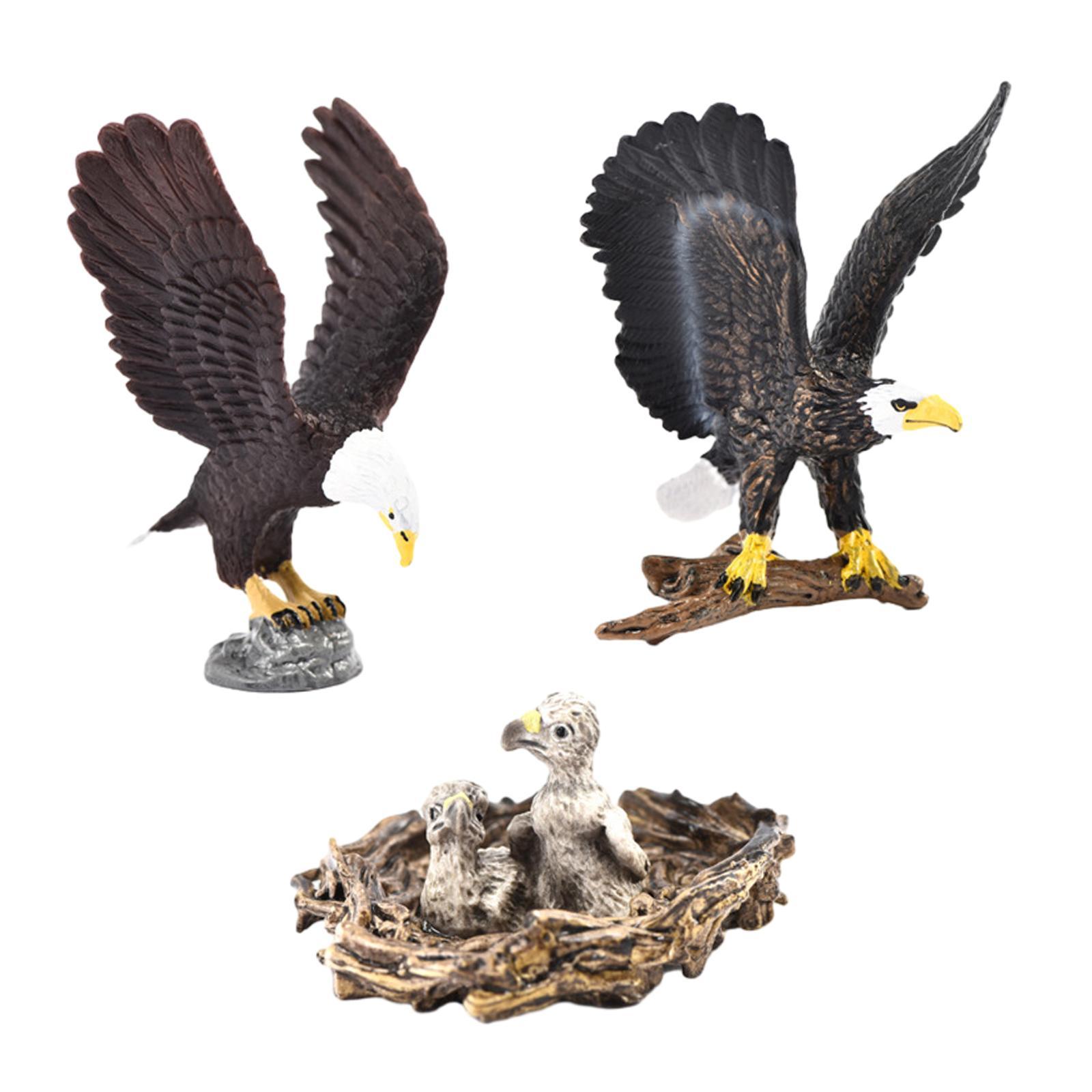 3Pcs Eagle Statue Set Animal Bird Figures for Tabletop Living Room Party