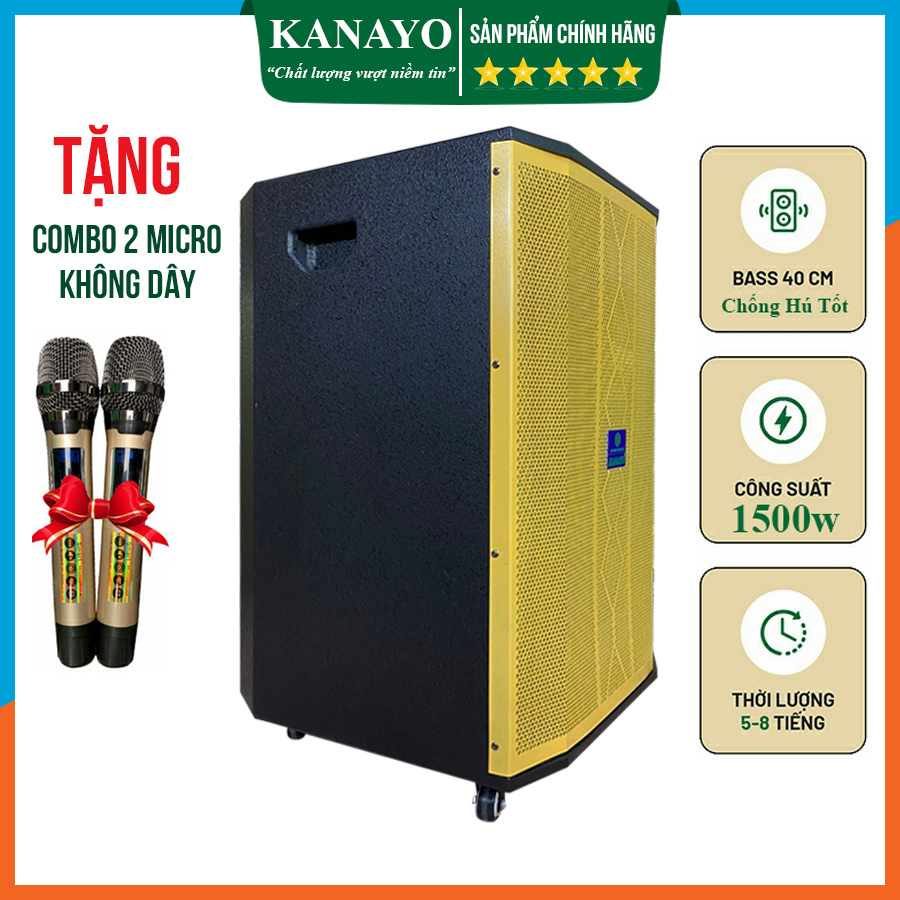 Loa Kéo Karaoke Kanayo K-1500 Bass 40 Công Suất Lớn 1500 Watt 3 Đường Tiếng | Hàng chính hãng, Chất lượng cao