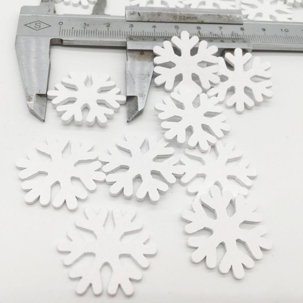 100 Pieces Pure White Wooden Snowflake Cutouts Craft Embellishment Wood Ornament for Wedding Christmas DIY Decor