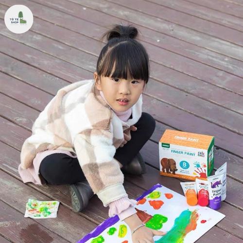 Hộp màu Finger Paint Mideer 8 tuyp 60ml, màu vẽ tay làm tư hữu cơ, an toàn cho trẻ, MDMD4110