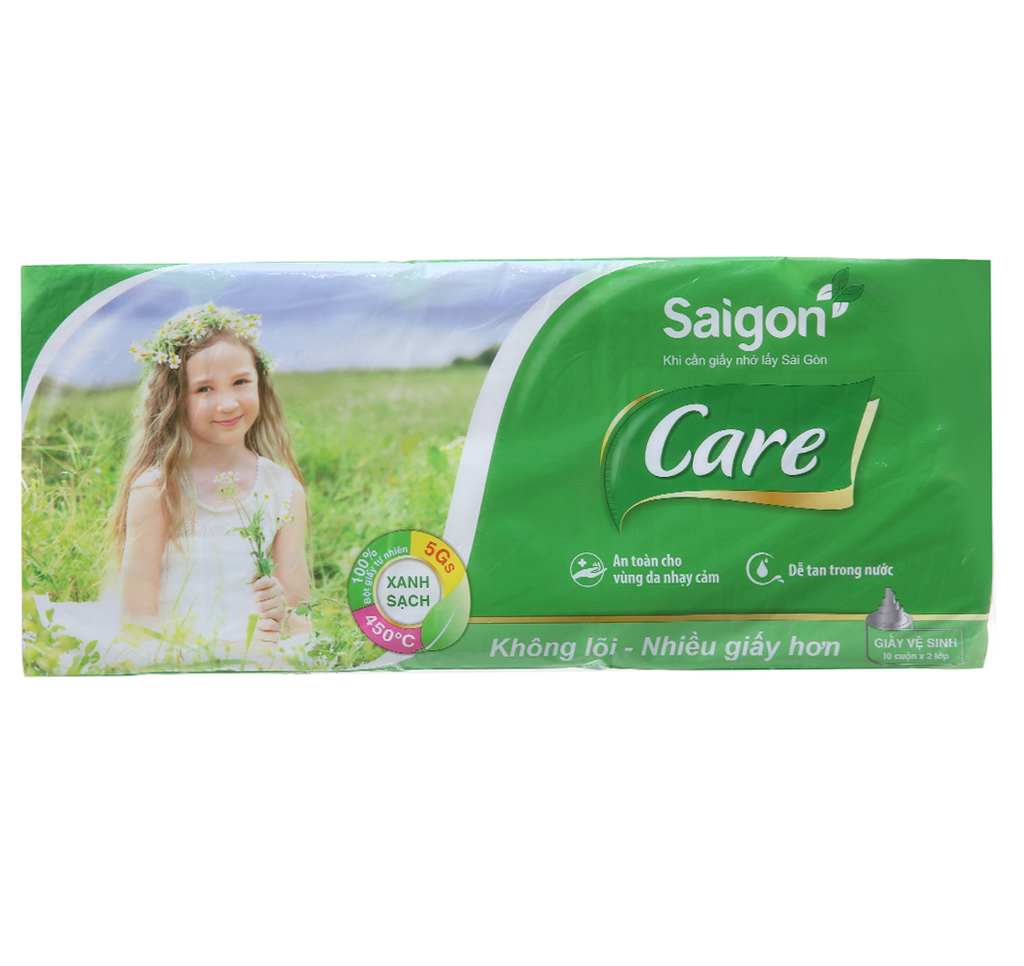 Giấy Vệ Sinh Saigon Care Không Lõi 2 Lớp 10 Cuộn