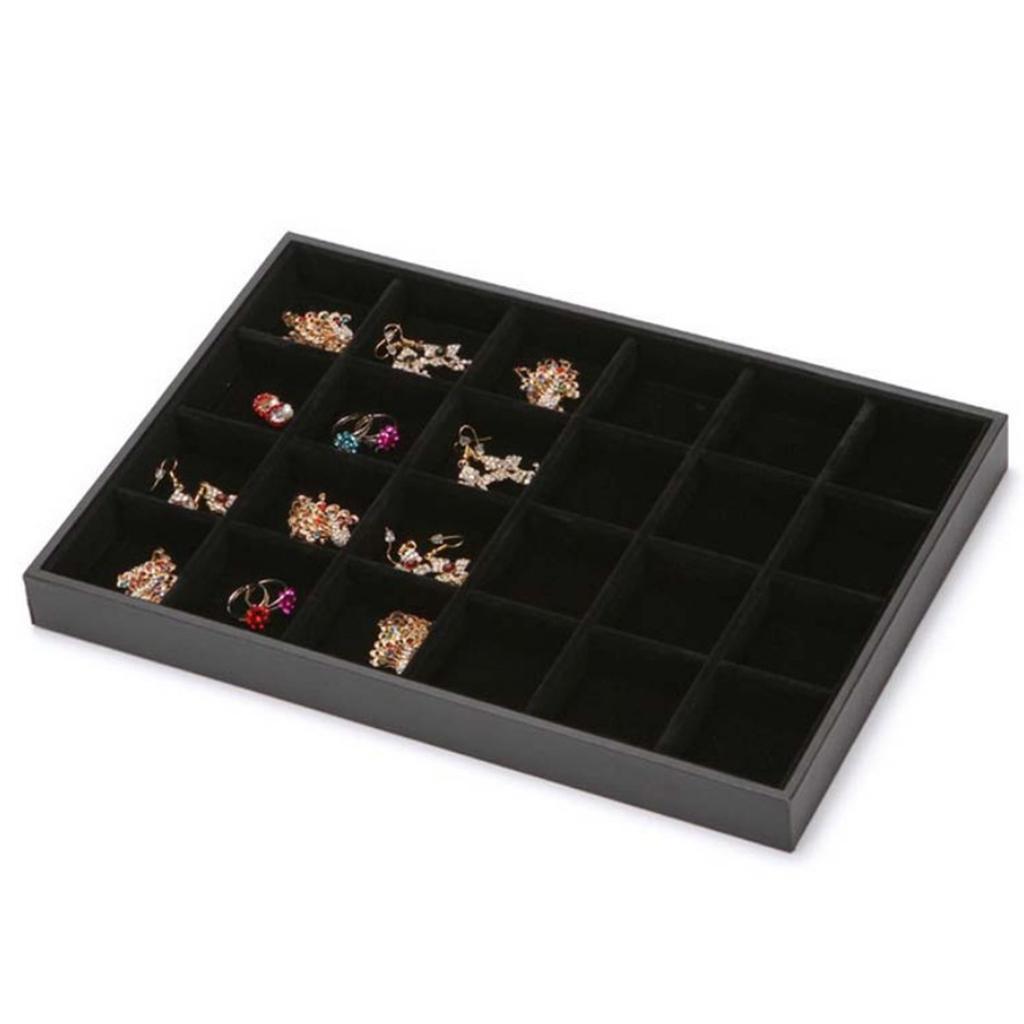 Velvet Bracelet Bangle Watch Jewelry Display Tray Storage Case Box 24/36 Grid