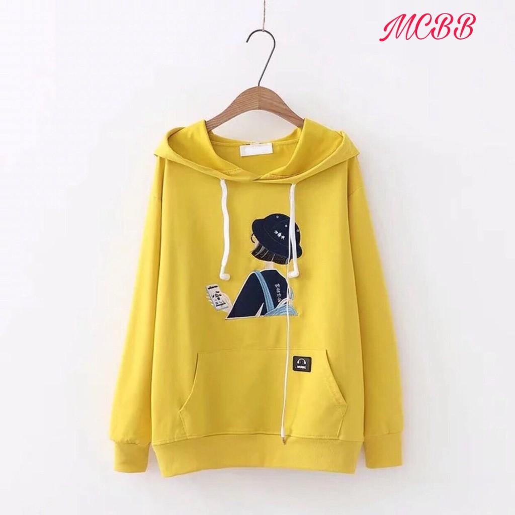 Áo hoodie tay dài cho bé và mẹ chất thun cotton xinh mát có 4 màu như hình