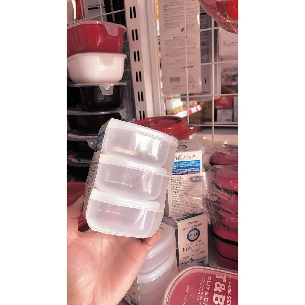 Bộ 3 hộp thực phẩm vuông nắp mềm 120ml nội địa Nhật