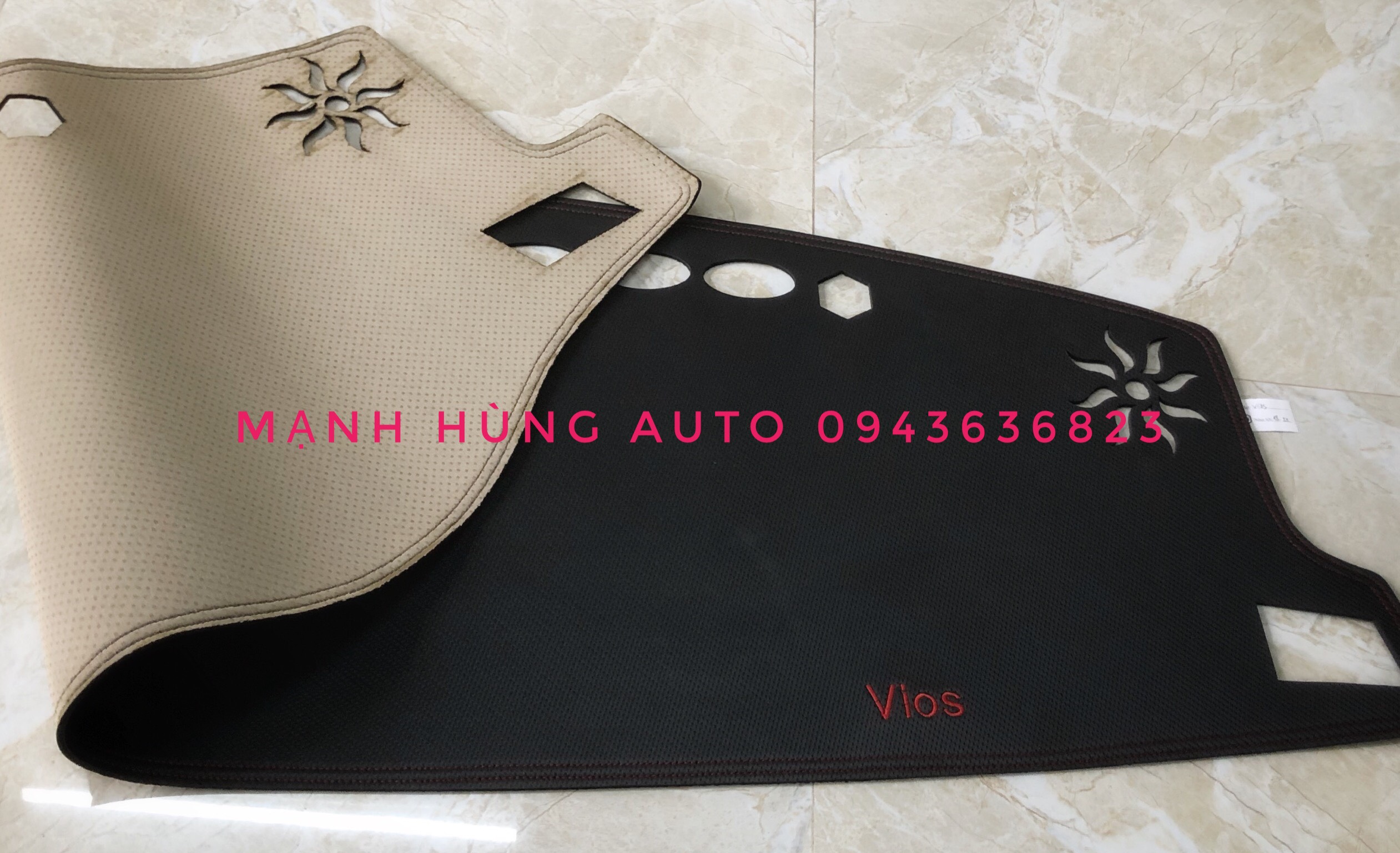 Thảm da Taplo vân carbon Cao cấp dành cho xe Toyota Vios 2019-2020-2021