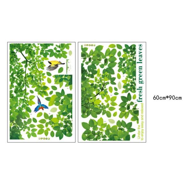 Decal trang trí tường - Dàn Lá Xanh Chim sắc màu