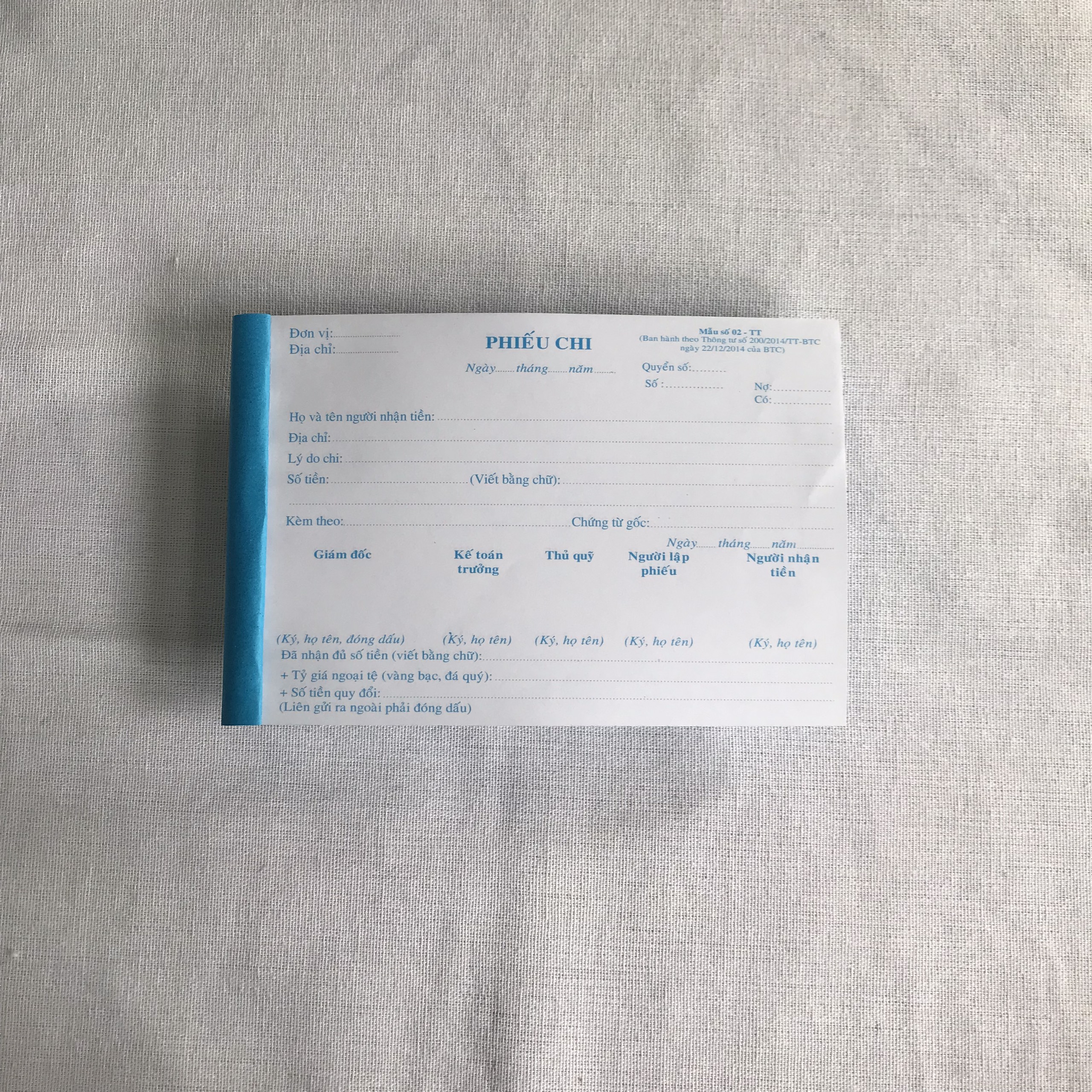 PHIẾU CHI 3 LIÊN 13X19 30 BỘ