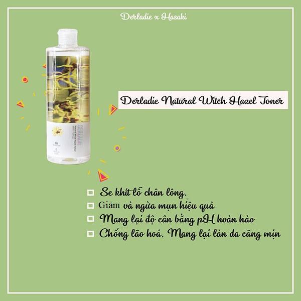 [MUA1 TẶNG 1] Nước Hoa Hồng Dưỡng Ẩm, Dịu Nhẹ Chiết Xuất Cây Phỉ Derladie Natural Witch Hazel Toner 500ml