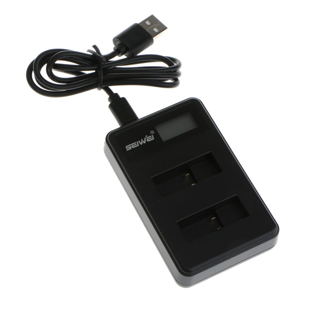 Dual USB Battery Dock Charger LCD Display + Mini Cable For GoPro HEro 6/5
