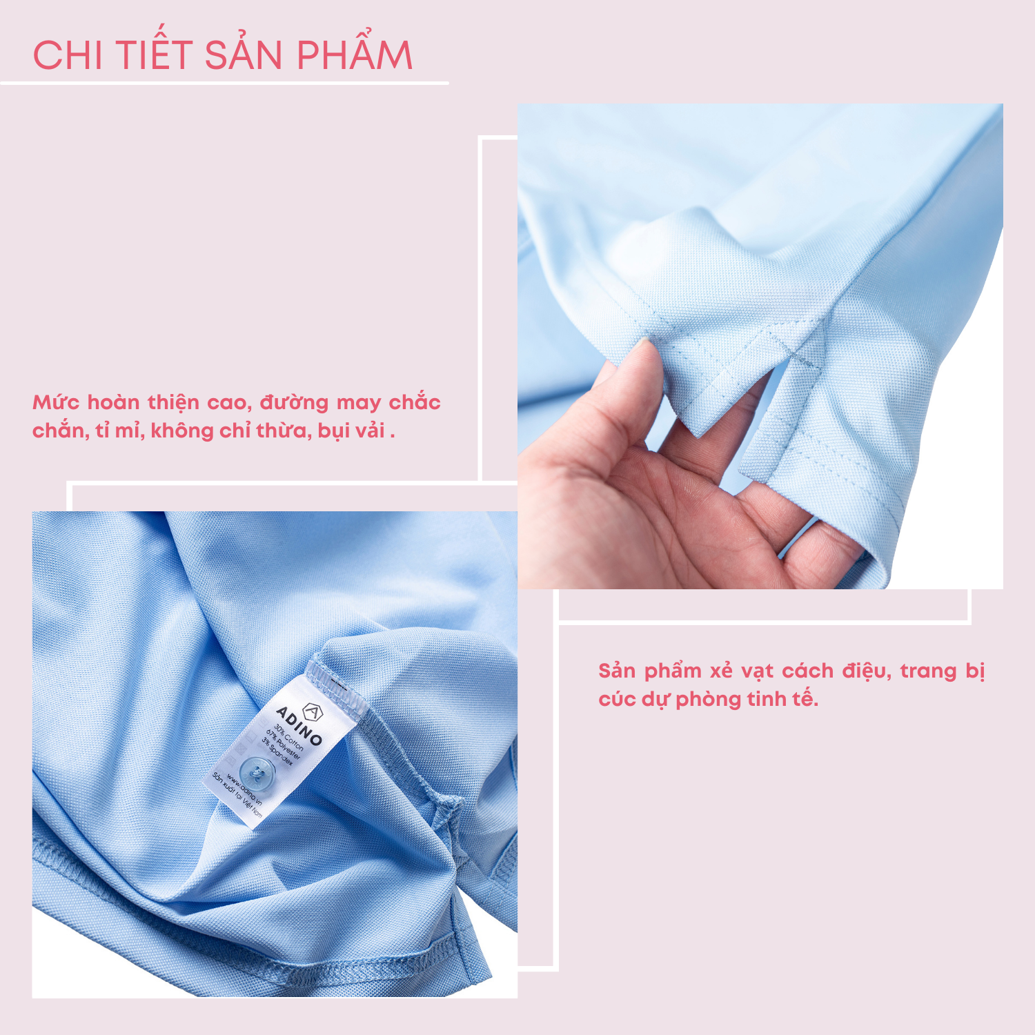 Áo thun nữ có cổ màu xanh biển phối viền ADINO vải polyester cotton không bai xù dáng công sở slimfit hơi ôm trẻ trung APN04