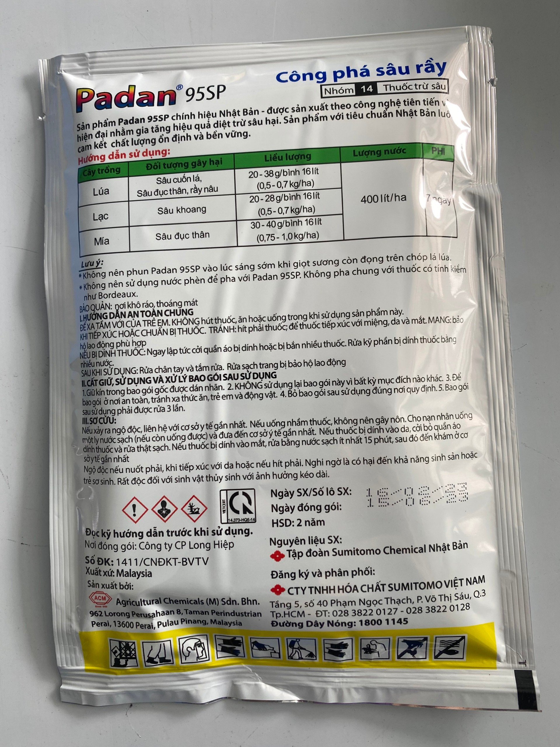 PADAN 95SP | CHUYÊN DIỆT TRỪ SÂU RẦY, SÂU ĐỤC THÂN GÂY HẠI CHO CÂY TRỒNG | Gói 100g