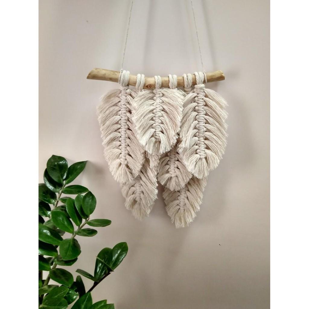 Mành macrame 3 lá siêu xinh xắn treo tường trang trí (W09)