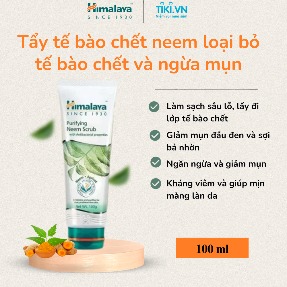 Kem Tẩy Da Chết Neem Cho Da Thường Đến Da Dầu Himalaya Herbals