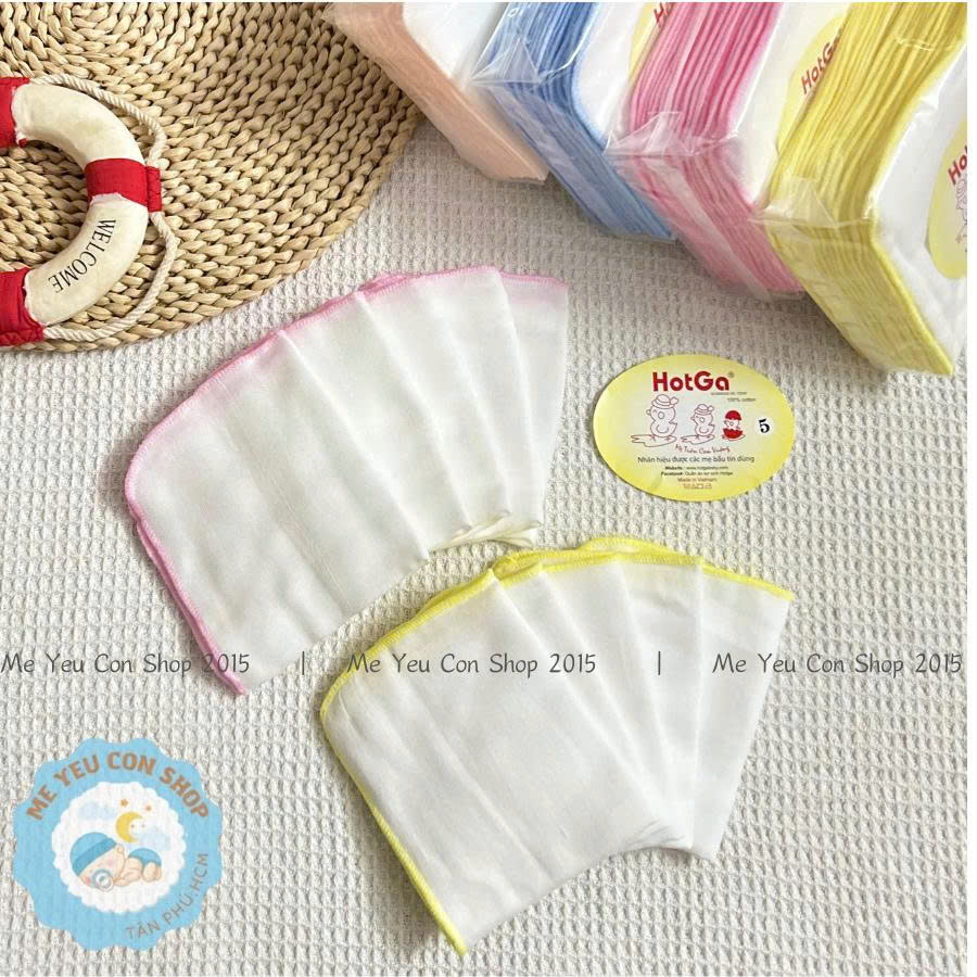 (23x35cm) Gói 10 Khăn Sữa HotGa 5 Lớp Thấm Hút Tốt Cho Bé Sơ Sinh