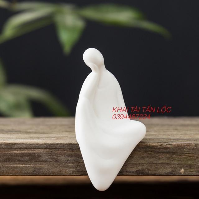 Bộ Tượng vô diện thiền sư an nhiên gốm sứ trắng