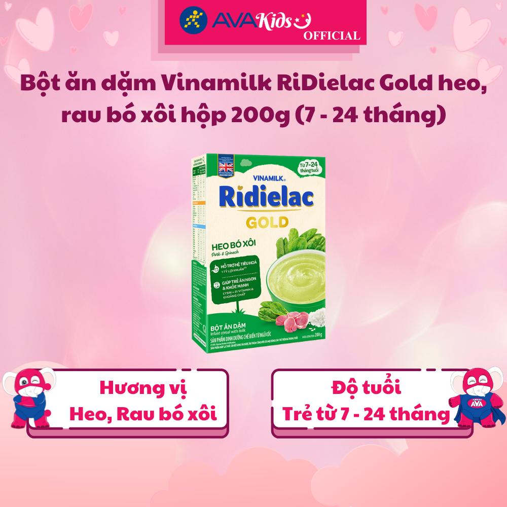 Bột ăn dặm Vinamilk Ridielac Gold heo, rau bó xôi hộp 200g (7 - 24 tháng) - Hàng Chính Hãng