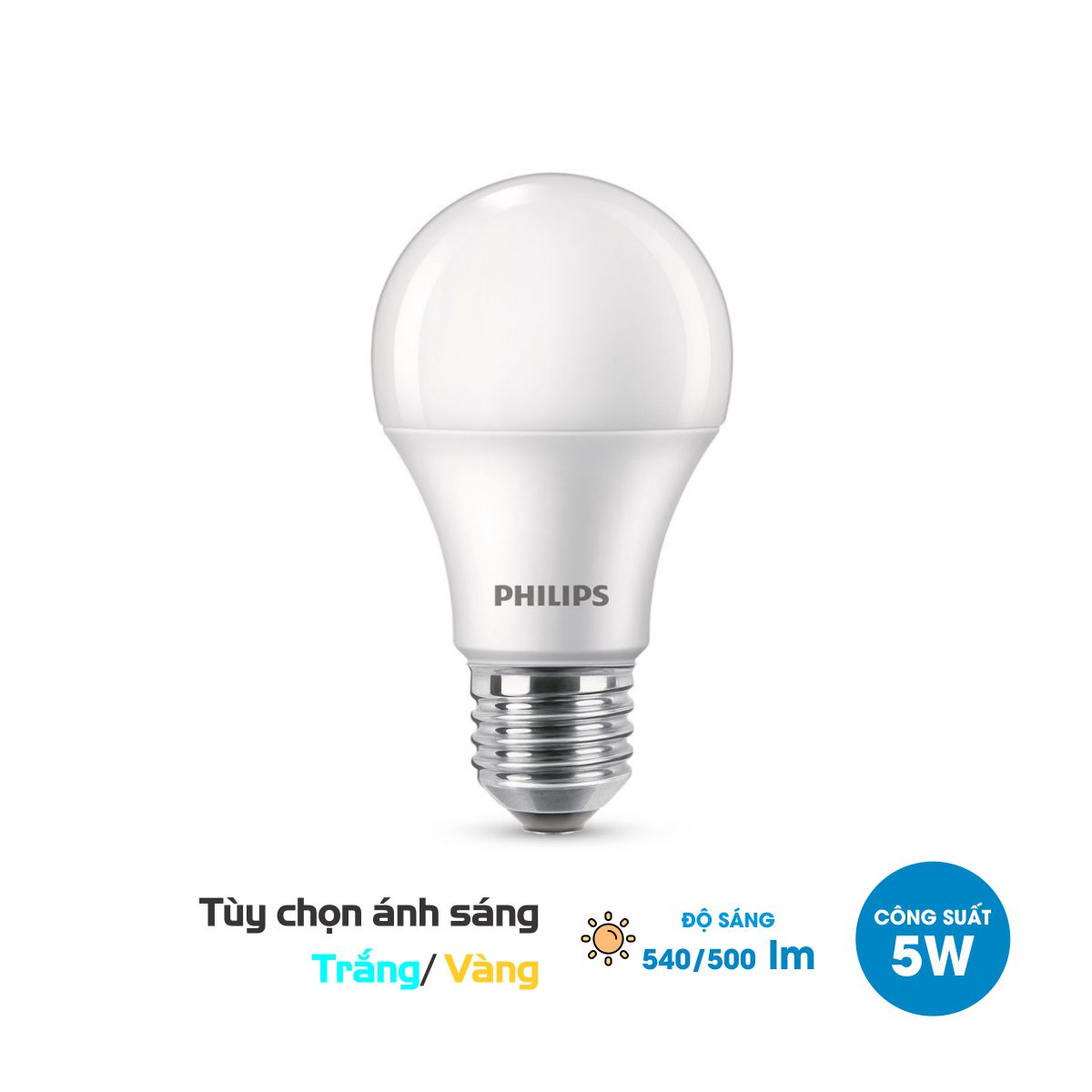 Bóng đèn LED Bulb PHILIPS Essential E27 - Tiết kiệm điện, Ánh sáng chất lượng cao - Hàng Chính Hãng