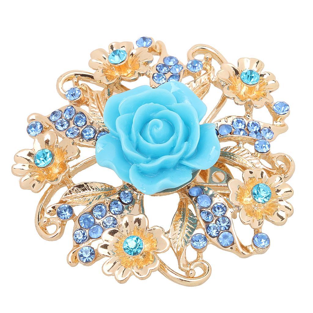 Diamante Rhinestone Flower Brooch for Wedding  Clip Scarf Buckle