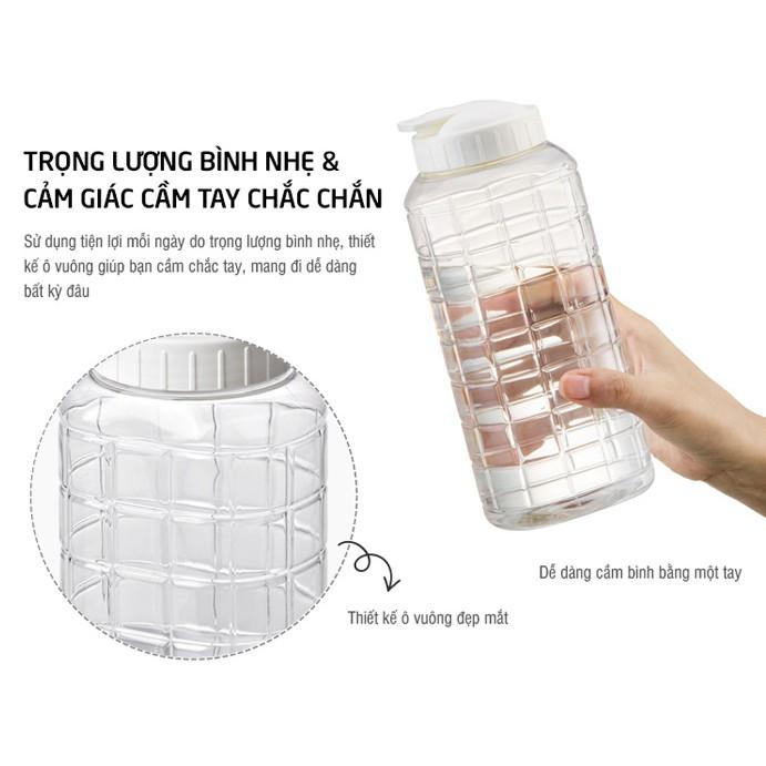 Bình đựng nước nhựa Lock&amp;Lock Chess Water Bottle 1.0L/1.5L Nắp màu trắng