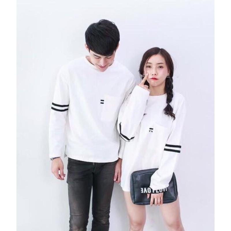 Áo thun tay dài viền đen tay túi