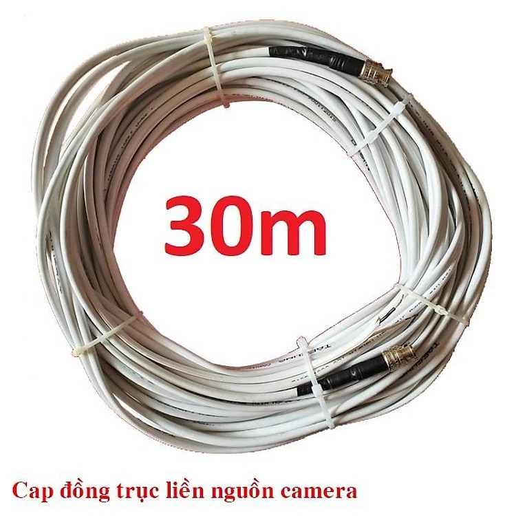 Dây Camera cáp đồng trục liền nguồn RG59+2C  đồng nguyên chất - đã bấm sẵn 2 đầu