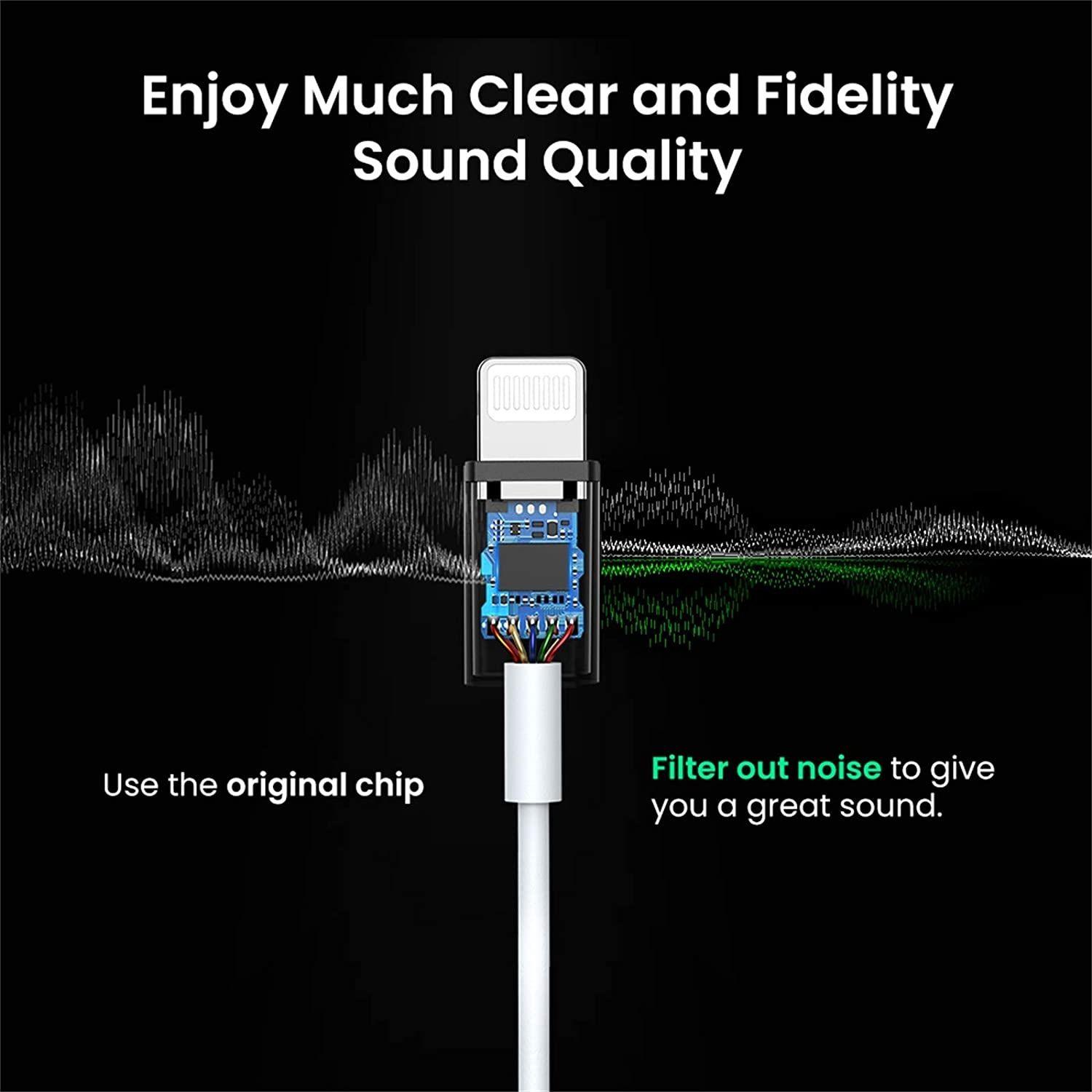 Ugreen UG30759US212TK 7cm có chipset MFI lightning sang 3.5mm màu trắng - HÀNG CHÍNH HÃNG