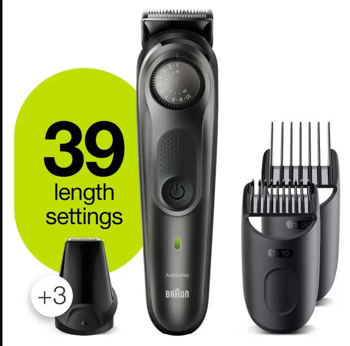 Máy Tông Đơ, Cắt Tóc, Cạo Râu, Máy Cạo Râu Mini Khô Và Ướt Braun Beard Trimmer BT7240, 39 Chế Độ Cài Đặt, Nhập Đức