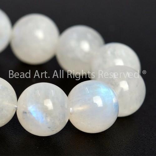 Đá Mặt Trăng, Moonstone Tự Nhiên Ánh Cầu Vồng 6.7MM-7MM Loại A , Hợp Mệnh Kim, Thuỷ, Phối Vòng Tay Phong Thuỷ, Chuỗi Hạt - Bead Art