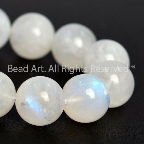 [1 Hạt] Đá Mặt Trăng, Moonstone Tự Nhiên Ánh Cầu Vồng 6.7MM-7MM Loại A , Hợp Mệnh Kim, Thuỷ, Phối Vòng Tay Phong Thuỷ, Chuỗi Hạt - Bead Art