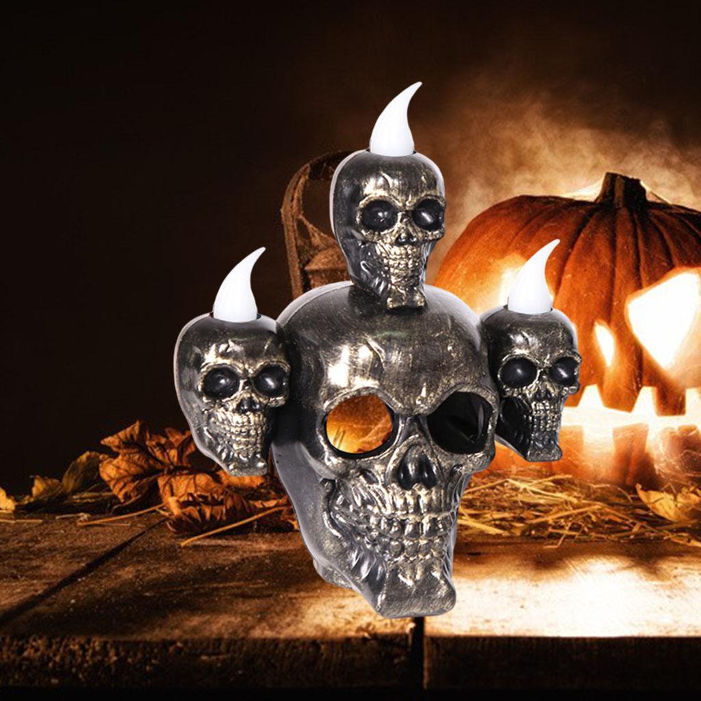 Creepy Halloween Skull Statue Incense Burner Party Decoration Props Golden