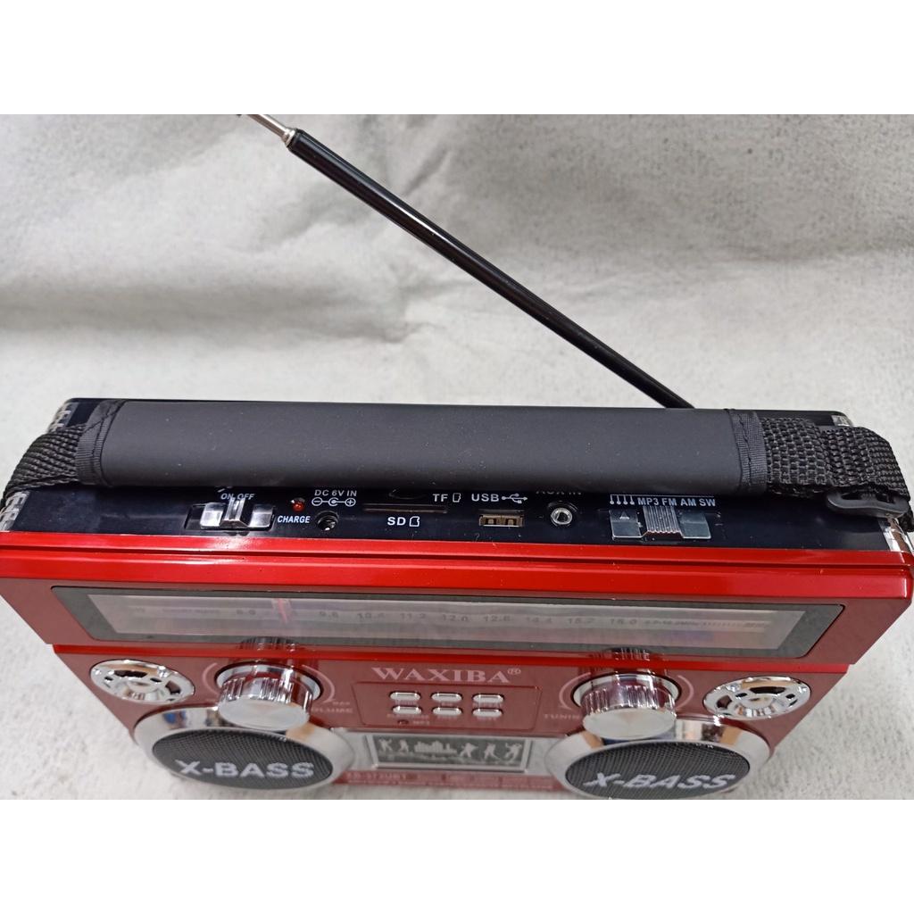 ĐÀI RADIO WAXIBA 372URT BẮT SÓNG FM/AM/SW- NGHE NHẠC USB THẺ NHỚ- LOA EXTRA BASS SIÊU HAY - ĐÈN PIN SIÊU SÁNG-PIN SẠC