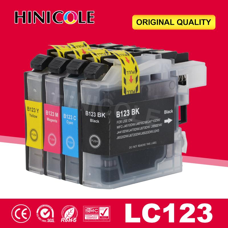 Hinicole 4 Hộp mực LC123 Màu sắc cho anh trai DCP J552DW DCP J752DW MFC J470DW MFC J650DW J172W Máy in phun