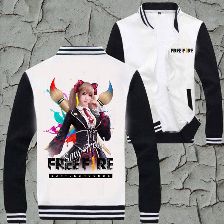 Áo Hoodie Free Fire Nỉ Màu Trắng In Hình Caroline