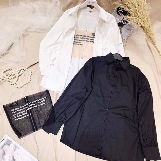 Set áo sơ mi +áo lưới siêu sexy