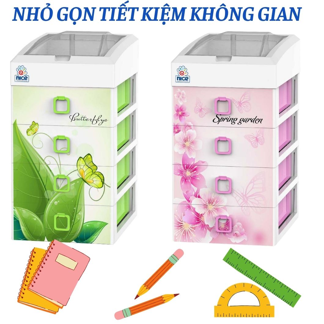 Tủ ,tủ nhựa, tủ nhựa đựng đồ Tiny ngăn kéo đa năng đựng đồ để bàn tiện dụng 100% nhựa PP Đại Đồng Tiến an toàn sức khỏe