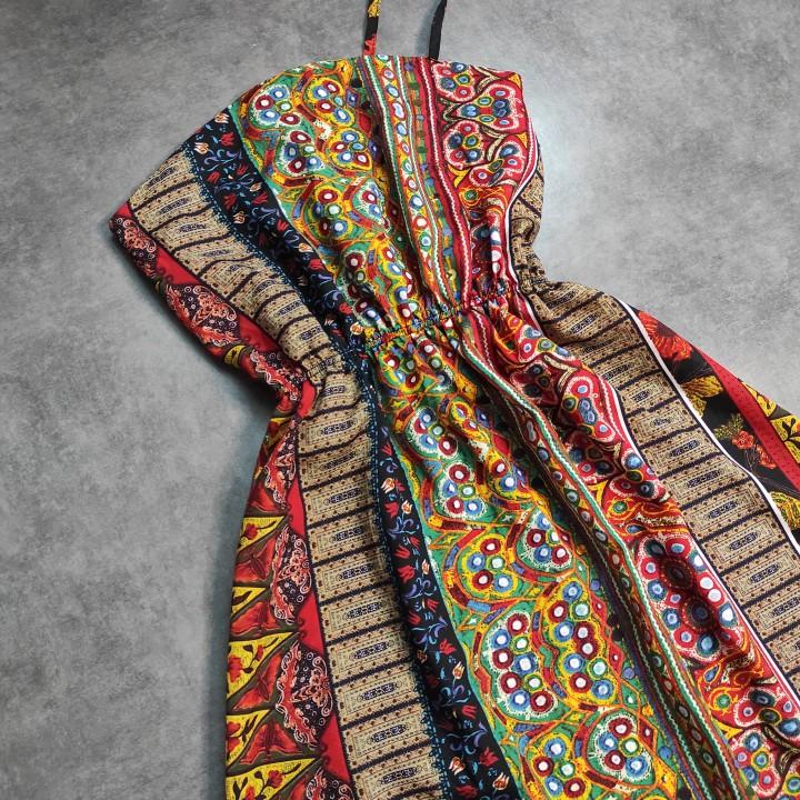 Đầm maxi thổ cẩm ️FREESHIP️ Váy maxi thổ cẩm đi biển phong cách Quảng Châu