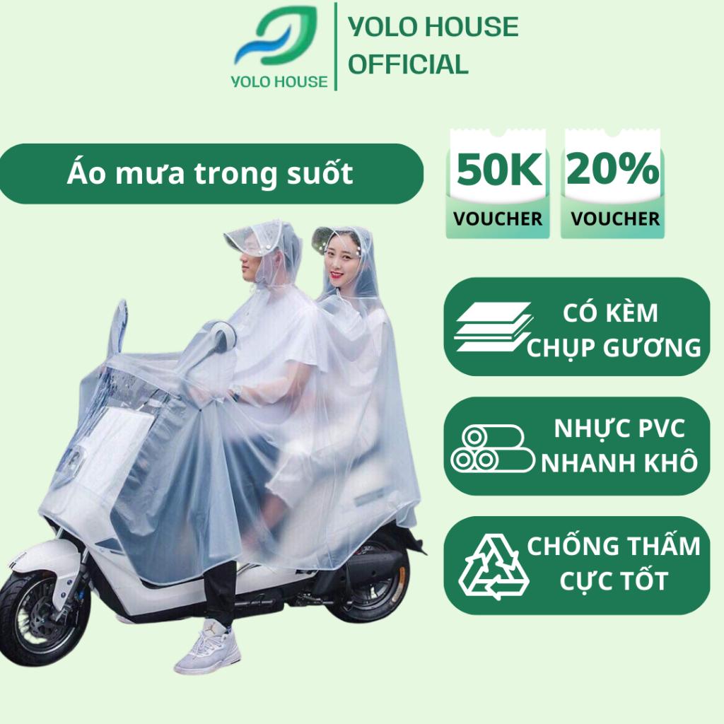 Áo mưa trong suốt 2 đầu-1 đầu có kính che mặt, Áo mưa Hàn Quốc có kèm chụp gương dài rộng, chất liệu dày dặn siêu bền