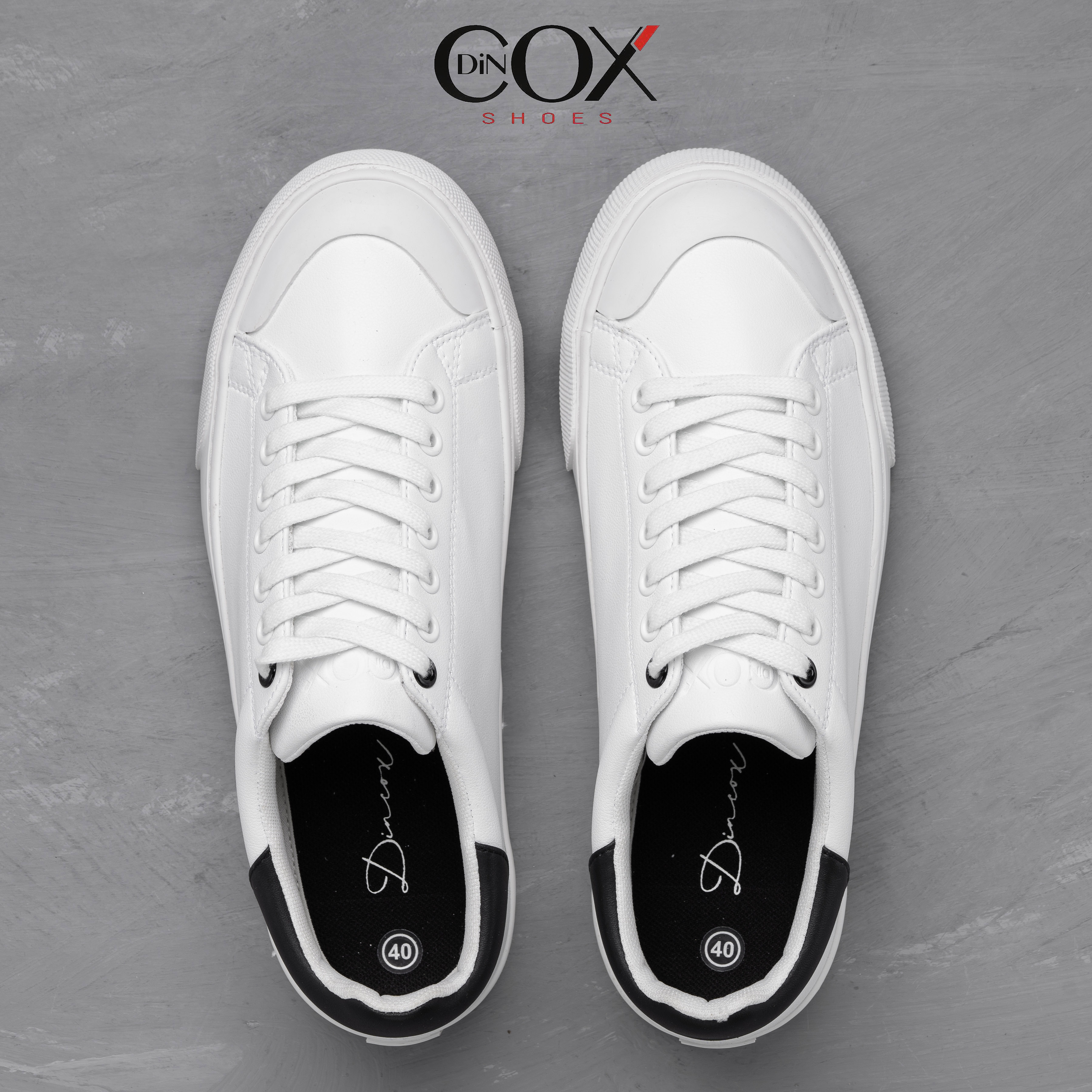 Hình ảnh Giày Sneaker Da Nam DINCOX C13 Cách Điệu Sáng Tạo White/Black