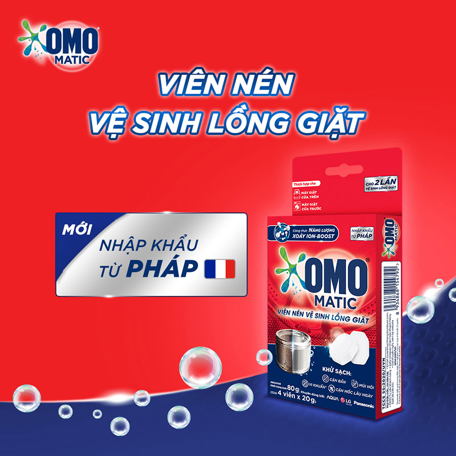 Hộp 4 Viên Nén Vệ Sinh Lồng Giặt OMO Matic 80gr