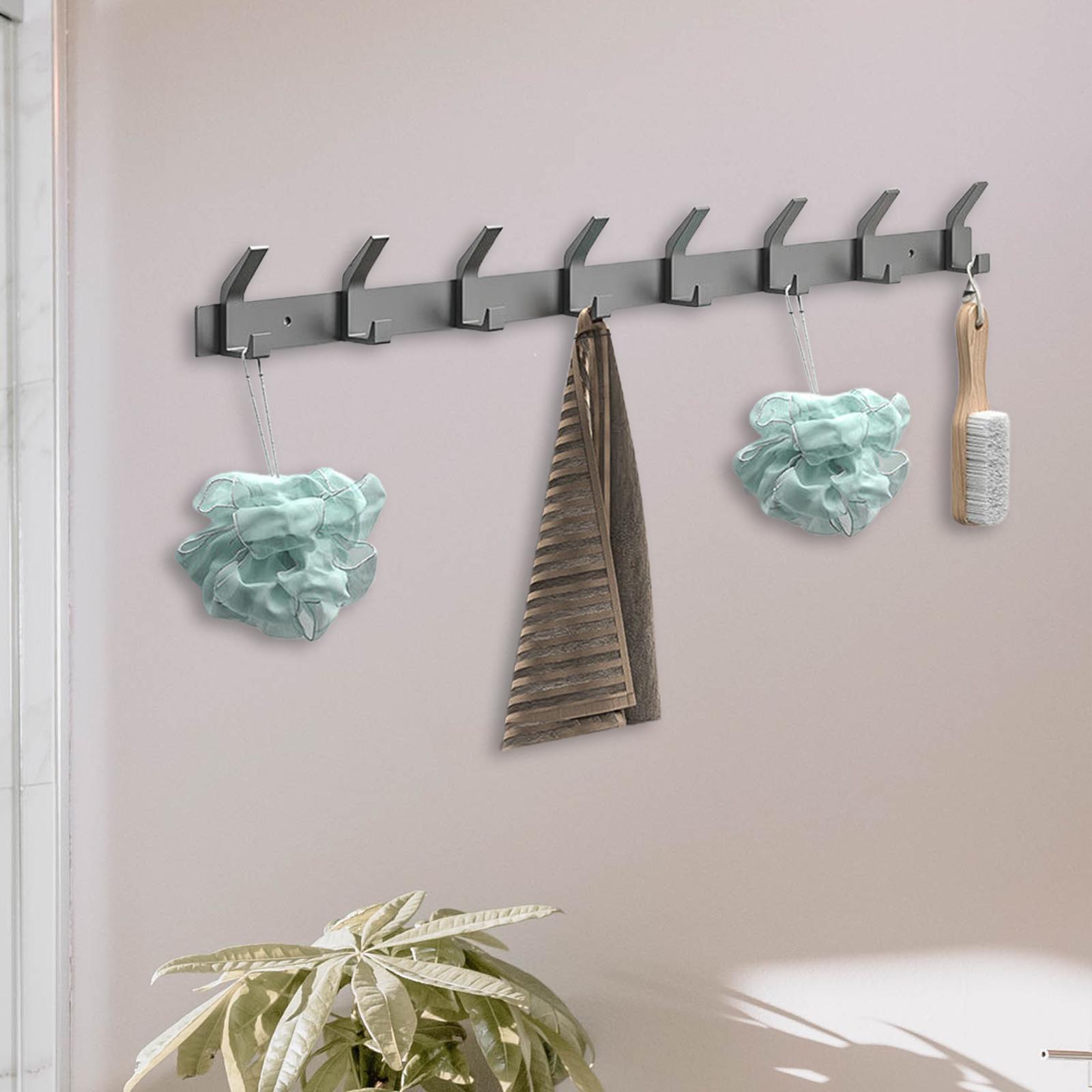 Clothes Wall Rack with 8 Hooks Aluminum Coat Hook Rail for Entryway Hat Coat