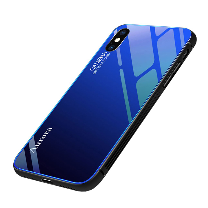 Ốp lưng Aurora kính cường lực đổi màu viền silicon dành cho Iphone XS MAX