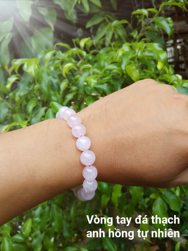 Vòng Tay Phong Thủy Đá Thach Anh Hồng Mệnh Hỏa , Thổ - Đá Phong Thủy