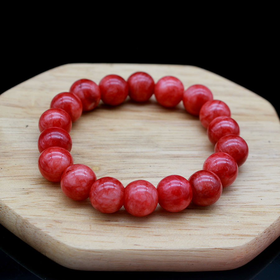 Lắc tay phong thủy nữ Bạc Hiểu Minh ltu368 màu san hô