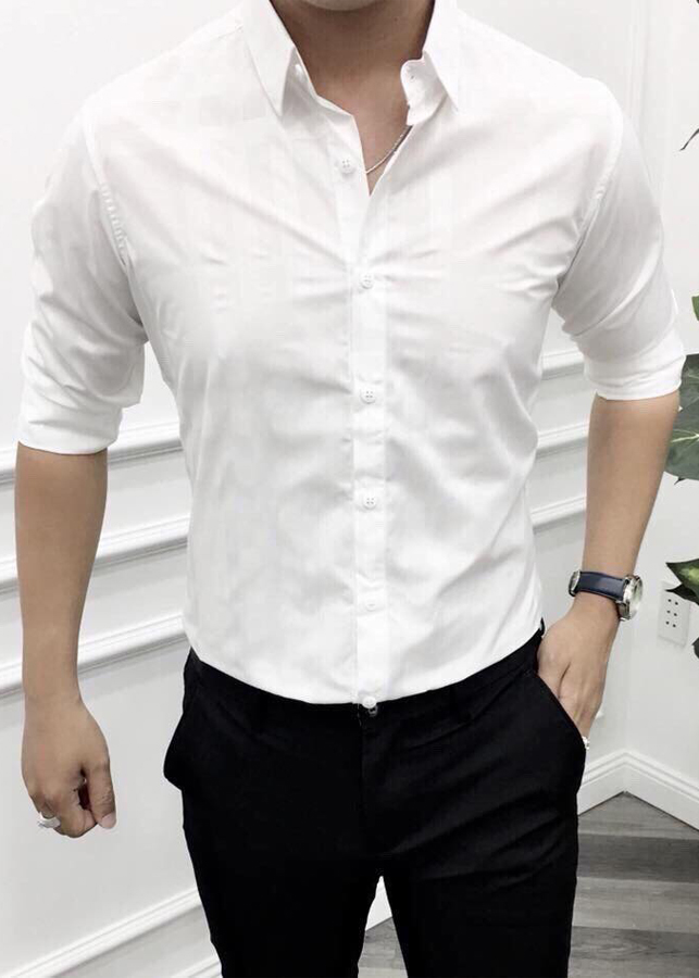 Áo Sơ Mi Trắng Nam Dáng Body TRANGBE02