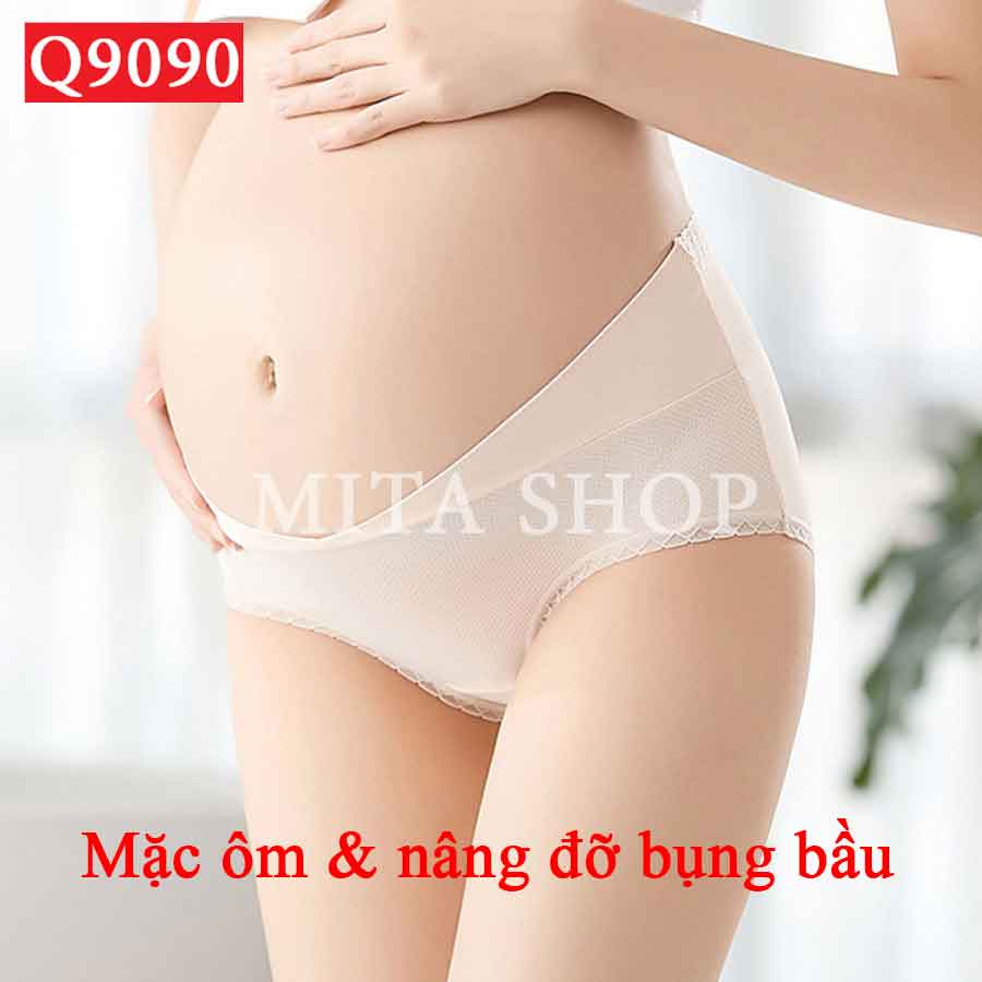 Quần lót bầu và sau sinh cạp chéo chất SU ĐÚC thông hơi kháng khuẩn đồ lót chip bà bầu bigsize 9090