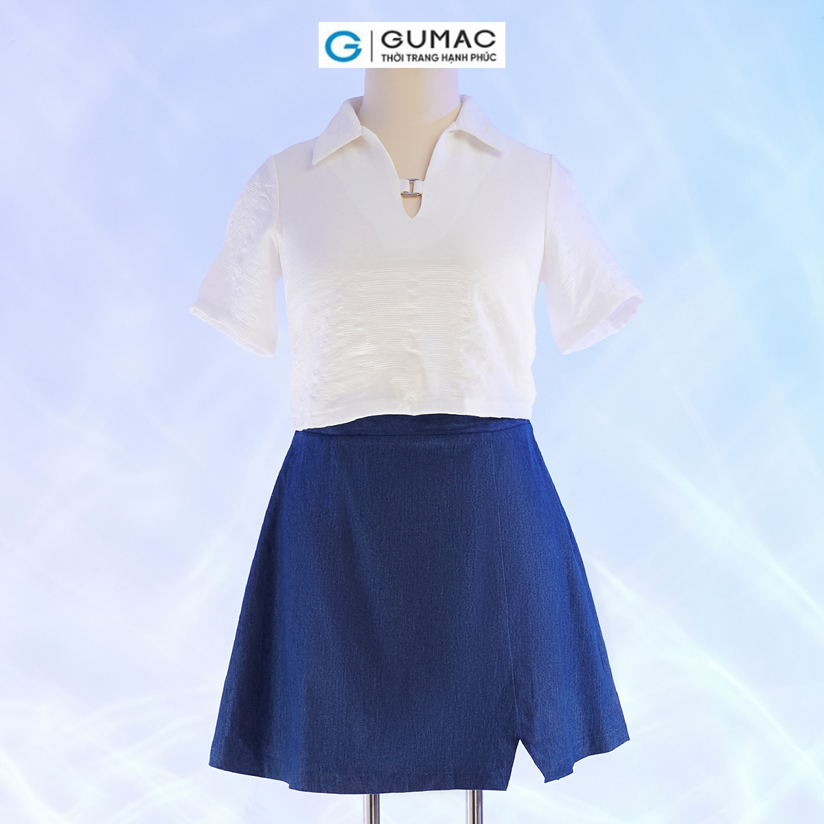 Chân váy A bigsize xẻ trước thời trang GUMAC VD10036