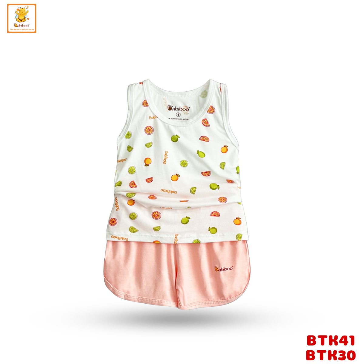 Đồ bộ bé trai Babiboo bộ ba lỗ bé trai, bé gái chất liệu viscose sợi gỗ mềm, mịn, mát BTK41+BTK30