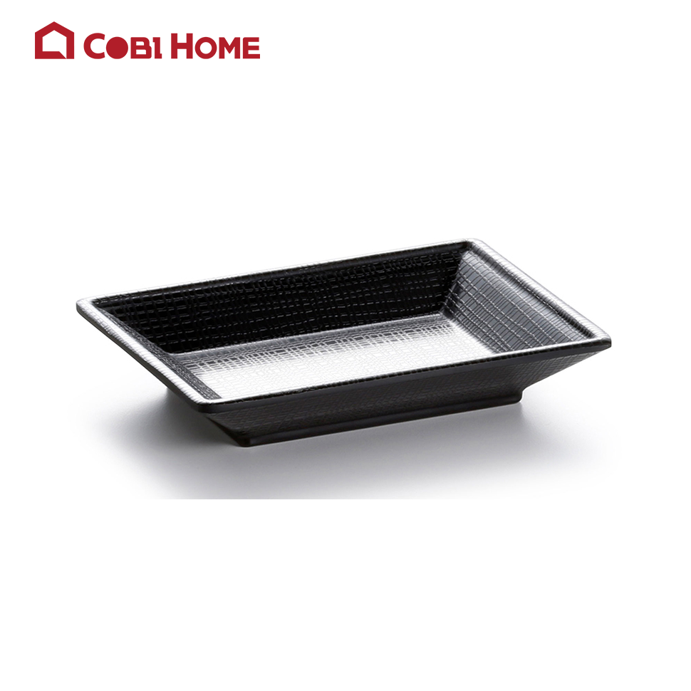 dĩa hình chữ nhật và chia ngăn bằng nhựa melamine cao cấp màu đen