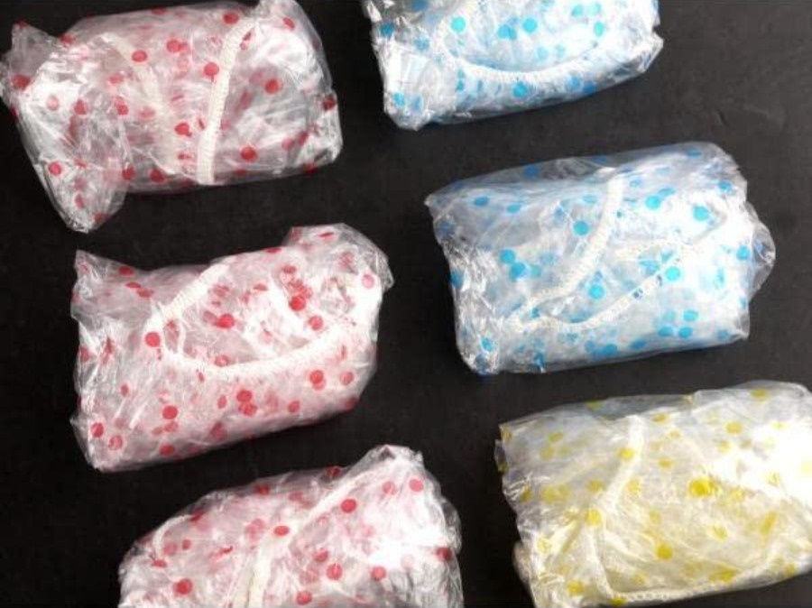 Set 06 mũ tắm trùm đầu chấm bi free size