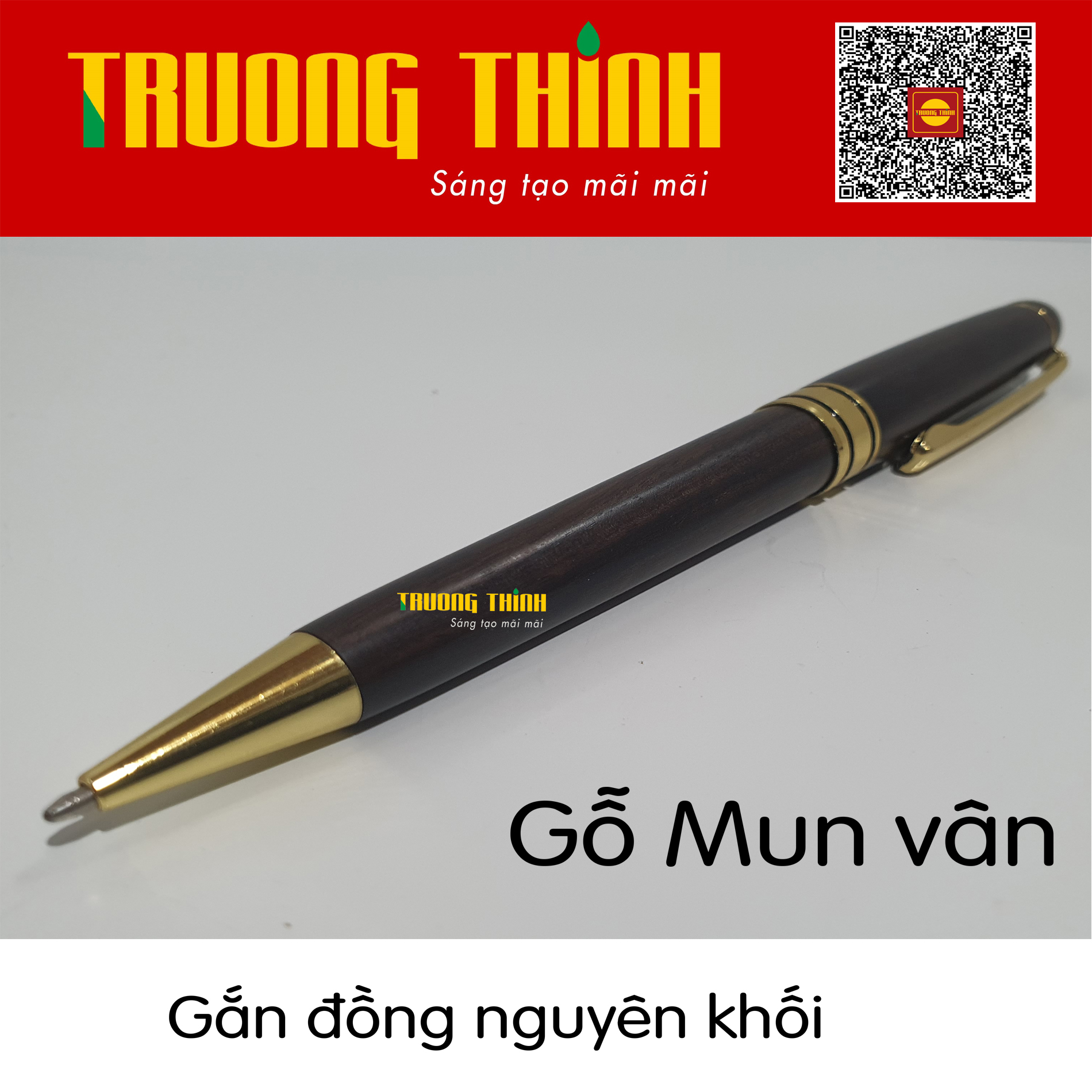 Bút Ký Gỗ Mun Vân Cao Cấp Sang Trọng Bền Đẹp Chính Hãng Trường Thịnh Đẳng Cấp Doanh Nhân. Loại Xoắn 15 cm